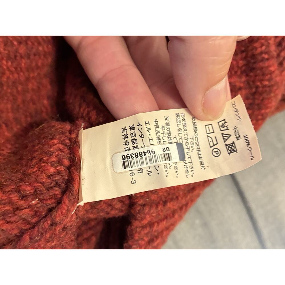 LL Bean 100% Lambswool Pullover Sweater Mens XL Reg Red/Orange Knit Herritage - Picture 5 of 7
